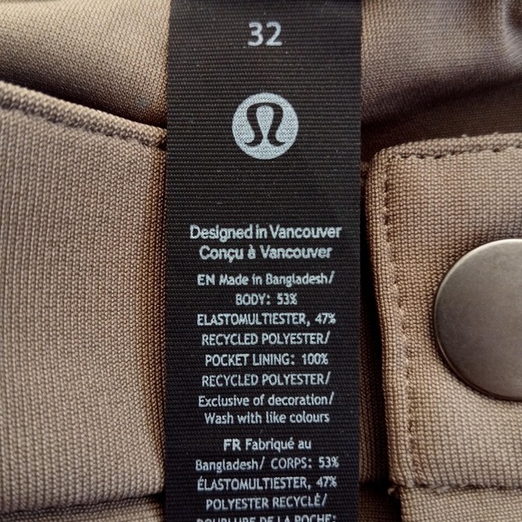 Lululemon Pants Mens 32 Brown Recycled Polyester Stretch Athletic Casual LM5A015 - Picture 9 of 11
